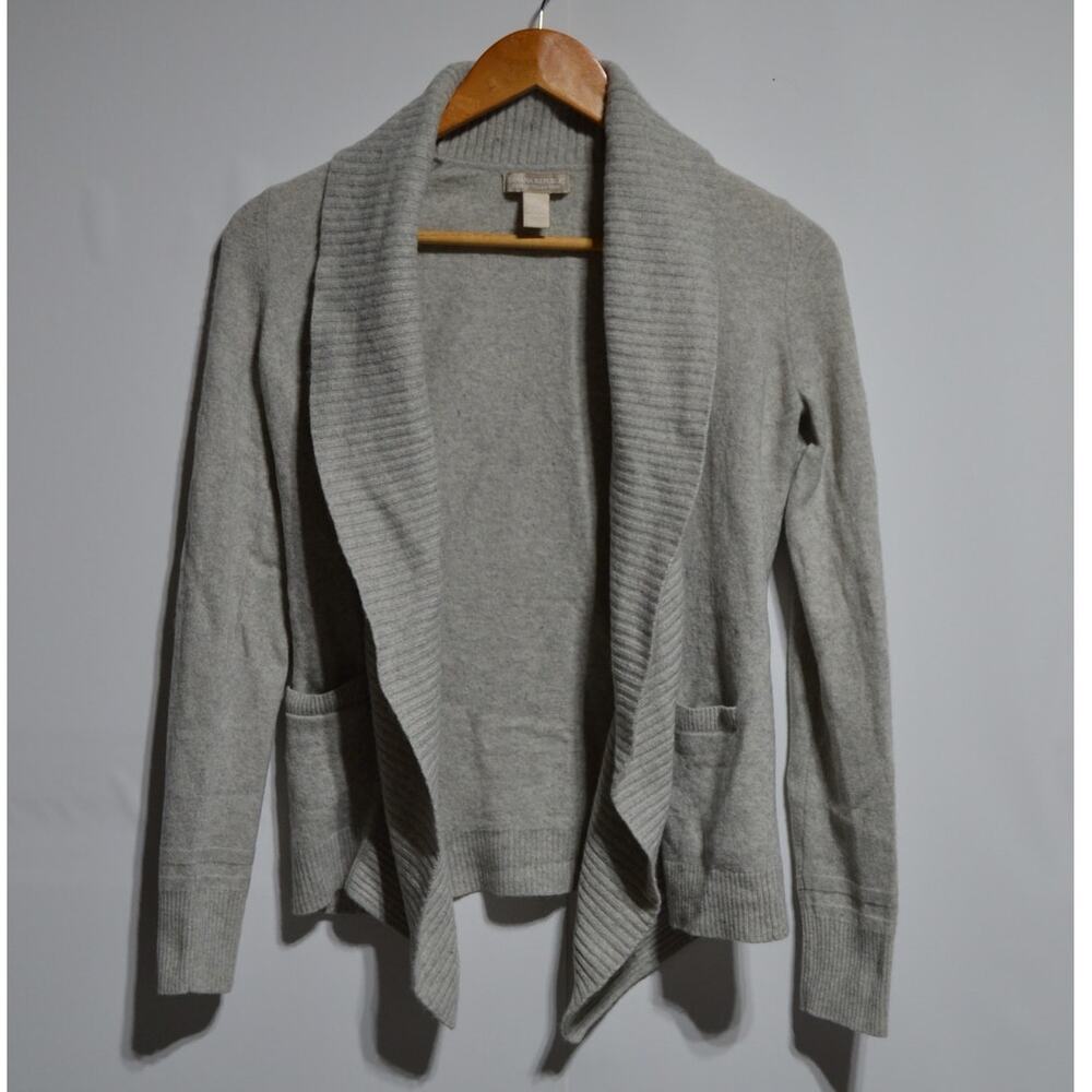 Banana Republic Merino Cashmere Blend Ribbed Knit Open Cardigan Gray Small
